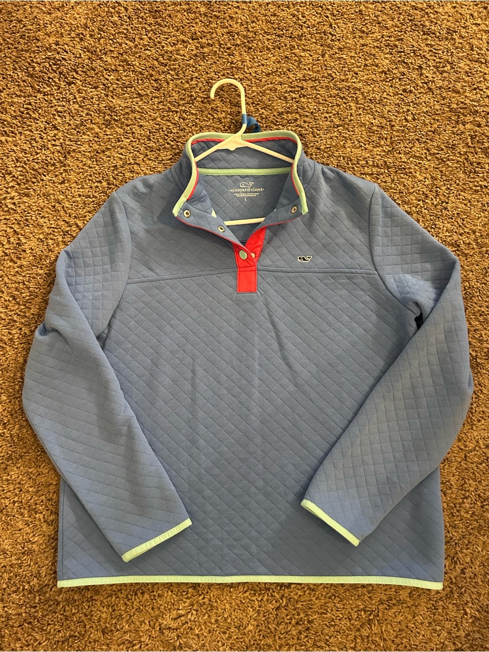 Vineyard vines diamond quilted t snap pullover size large gently used - Picture 1 of 3